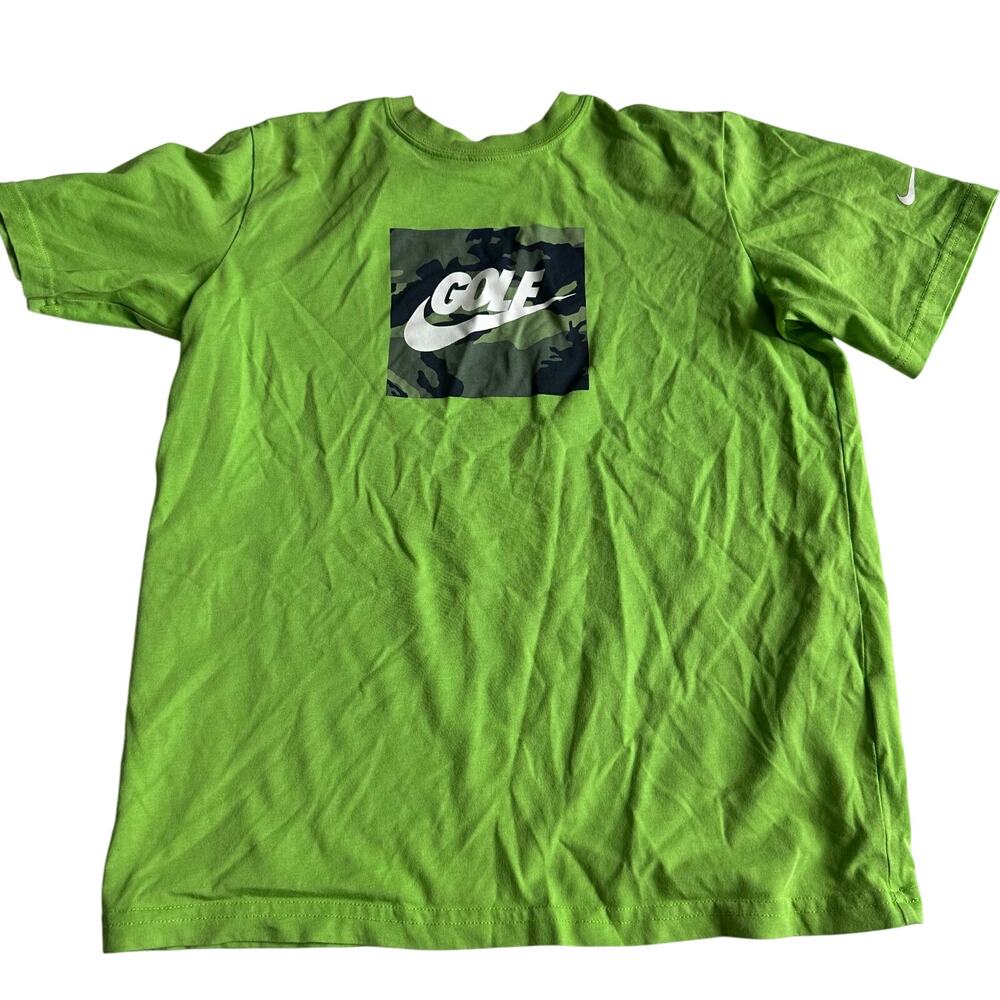 Nike Golf Green Camo Logo Short Sleeve Tee - Boys L